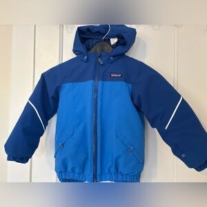 Patagonia Two-Tone Kids Snow Pile Detachable Hooded Jacket in Bayou Blue, 5T